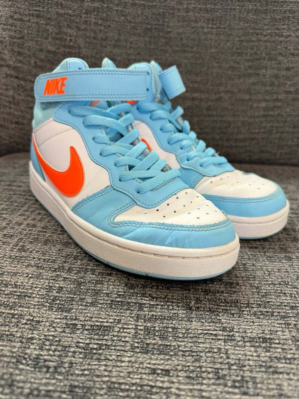 Nike Court Borough Mid 2 GS Light Blue/Orange Size 6Y